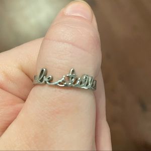 “Be Still” Psalm 46:10 silver ring, size 9